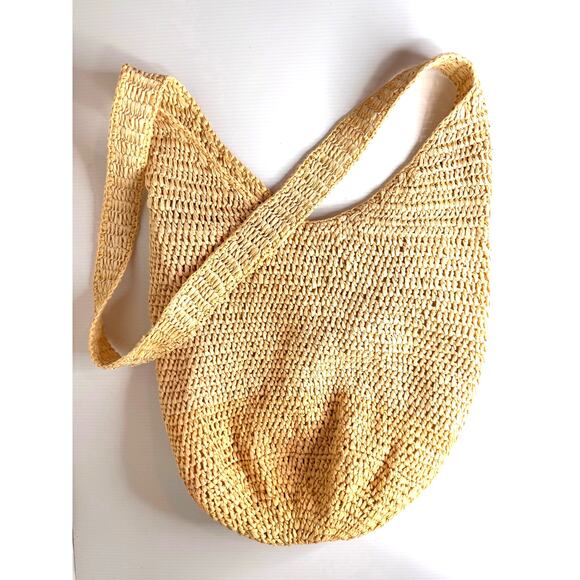 Boho Beach Bag Tote Straw Crochet Slouchy‎ Summer Festival Farmer's Market Clean - Picture 2 of 11